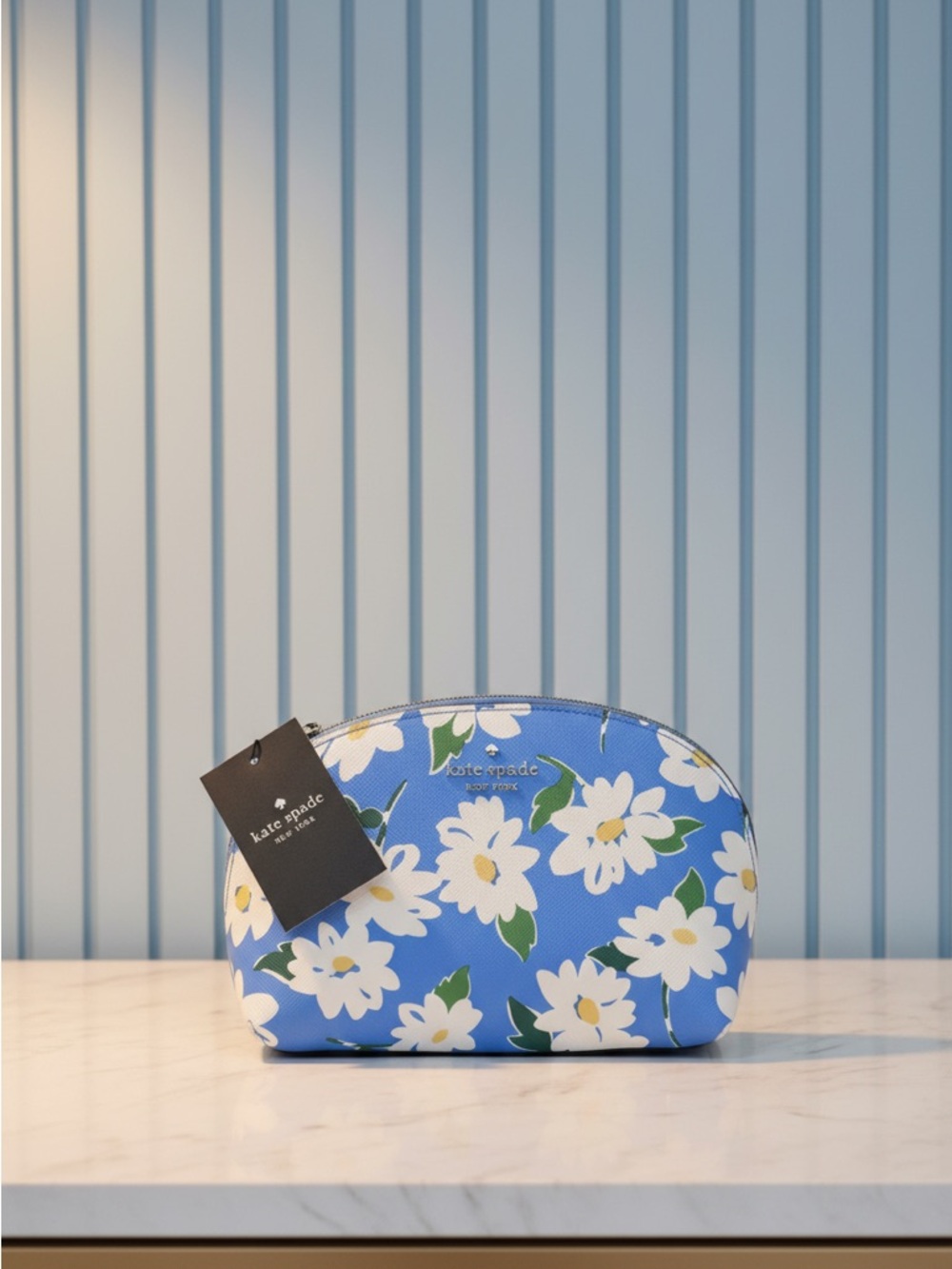 kate spade blue floral zip cosmetic pouch